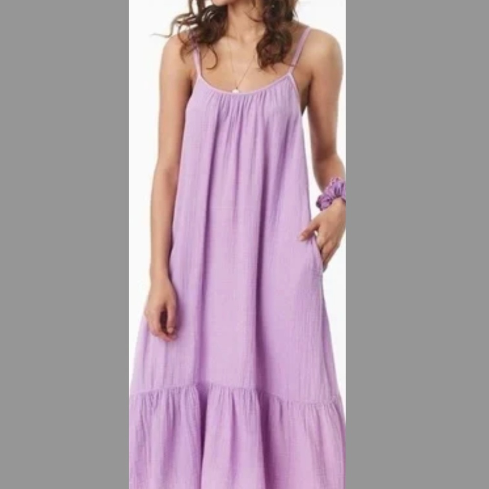 Xirena Kellyn Lilac Tiered Cotton Gauze Midi Dress  XS